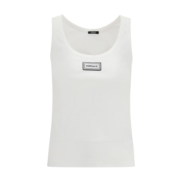 Versace 93% Cotton tank top in white