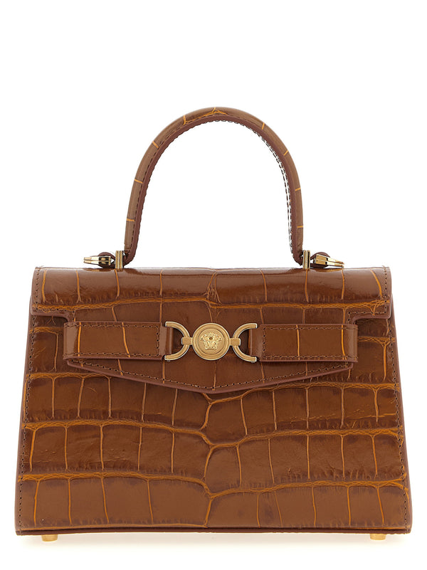 Versace top handle bag in cognac