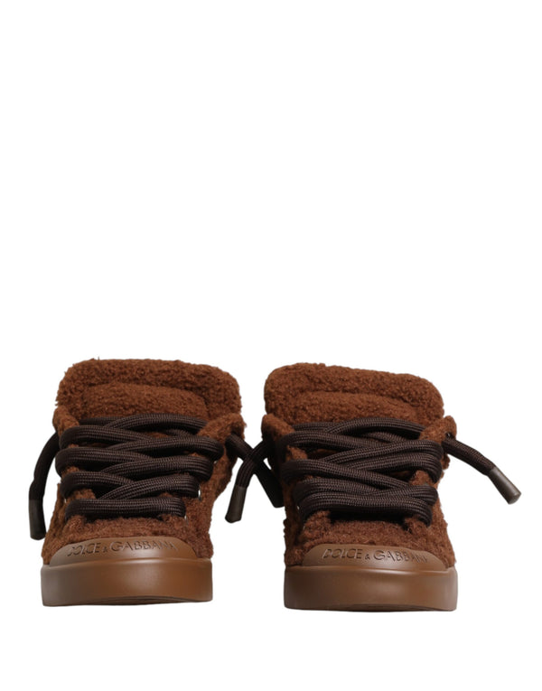 Dolce & Gabbana Faux Shearling sneaker in brown