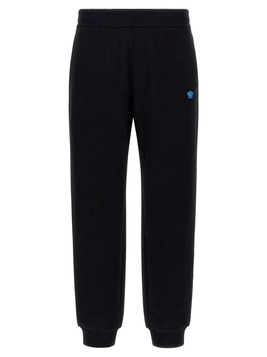 Versace Logo-Embroidered Cotton Joggers — Black