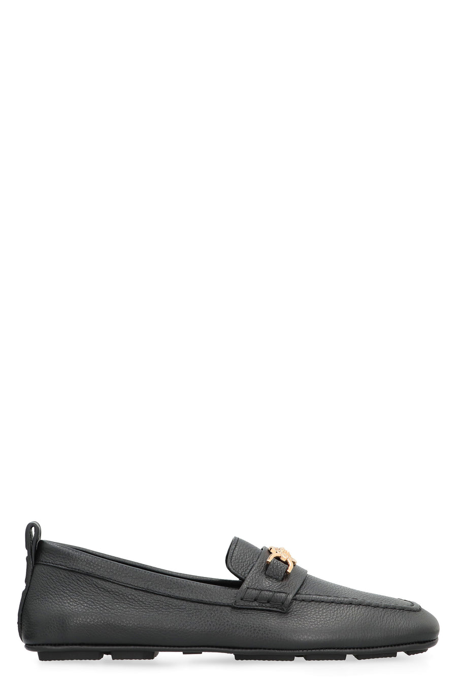 Pebbled Calfskin Driver Loafers Black Calfskin; Goatskin