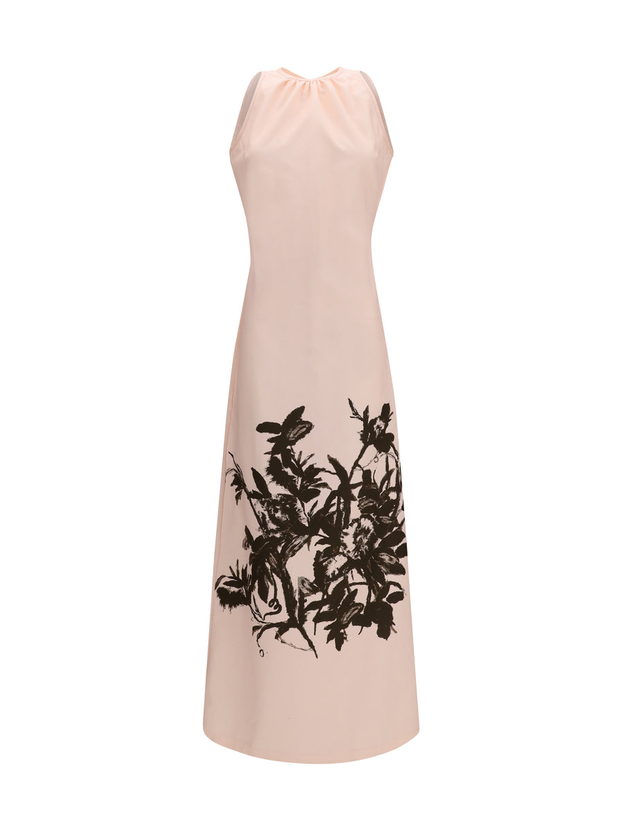 Petunia Long Dress Cotton And Viscose Duchesse Rose/brown Cotton