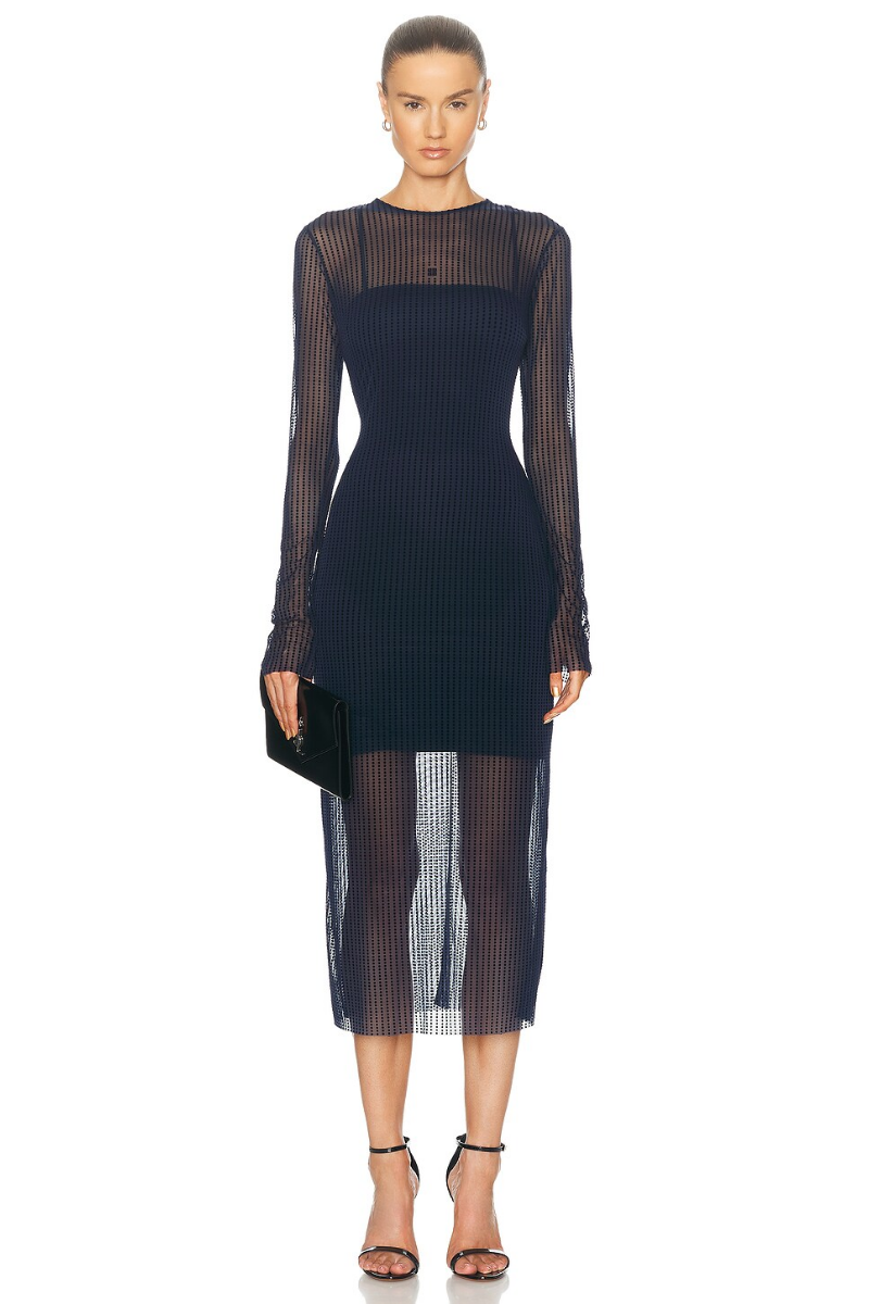 Givenchy Long Tulle Dress_navy Navy Clothing