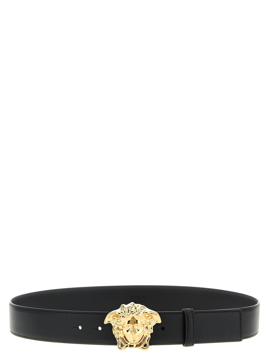 Versace Gold Medusa Buckle Belt — Black