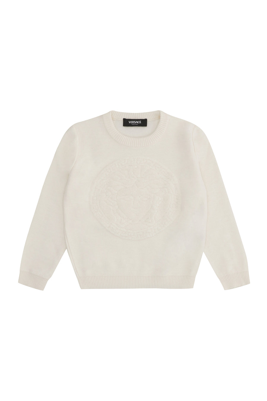 Wool-Blend Crew-Neck Sweater Ivory Polyamide