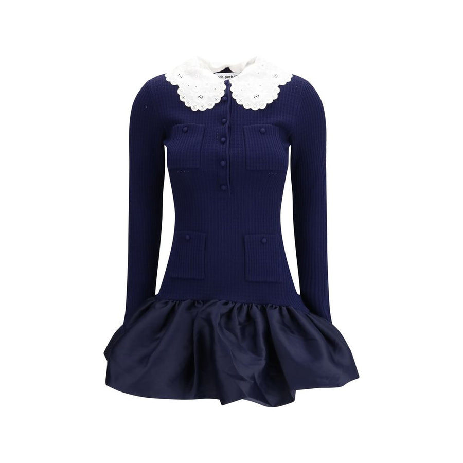 Self-Portrait 50% Viscose 39% Polyester 10% Polyamide 1% Elastane dress in navy