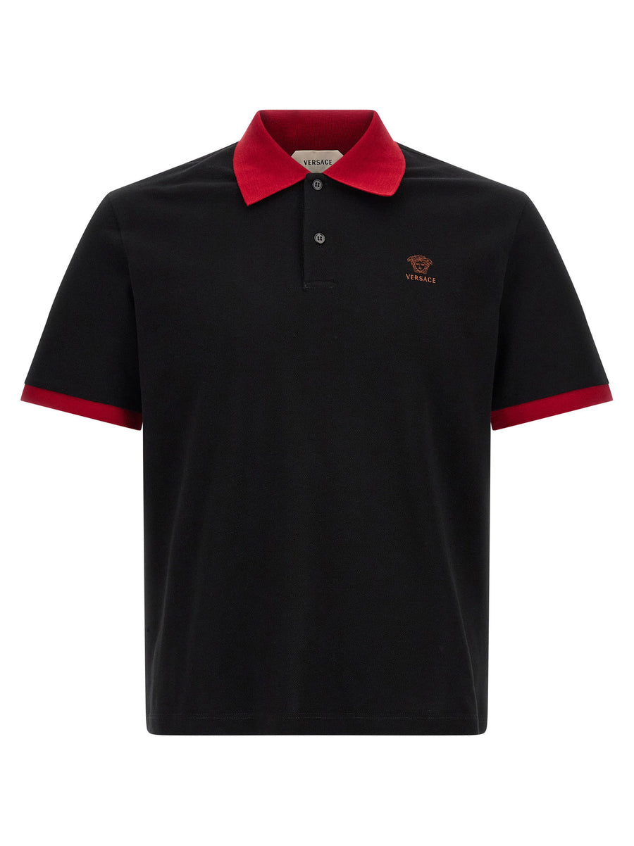 Versace Cotton Piqué Polo Shirt — Black