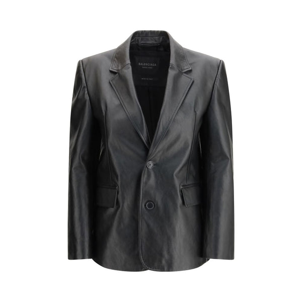 Balenciaga 100% Calf Leather Bos Taurus blazer in black