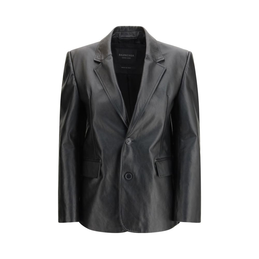 Balenciaga 100% Calf Leather Bos Taurus blazer in black