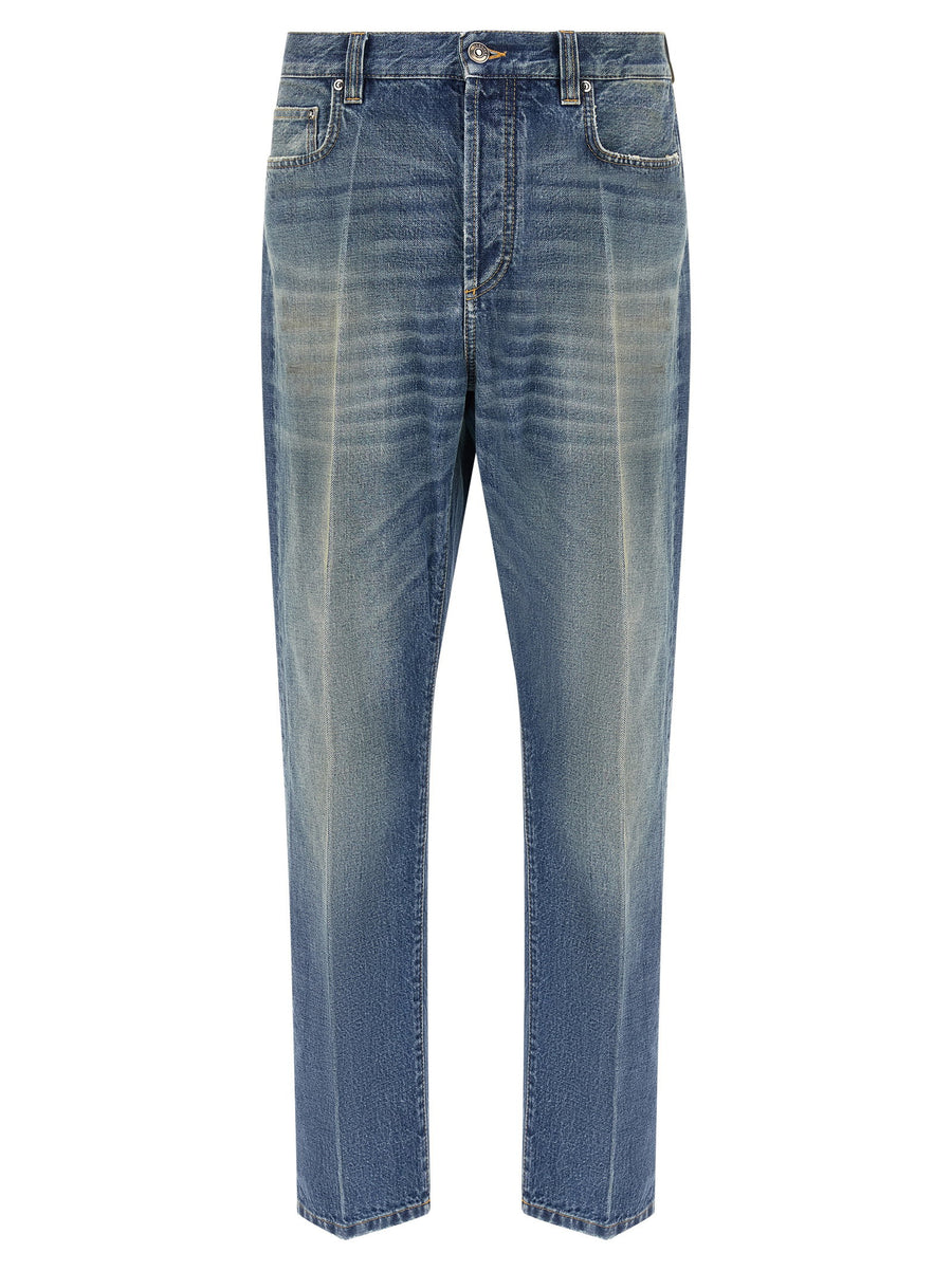 Versace Stone-Washed Distressed Jeans — Blue