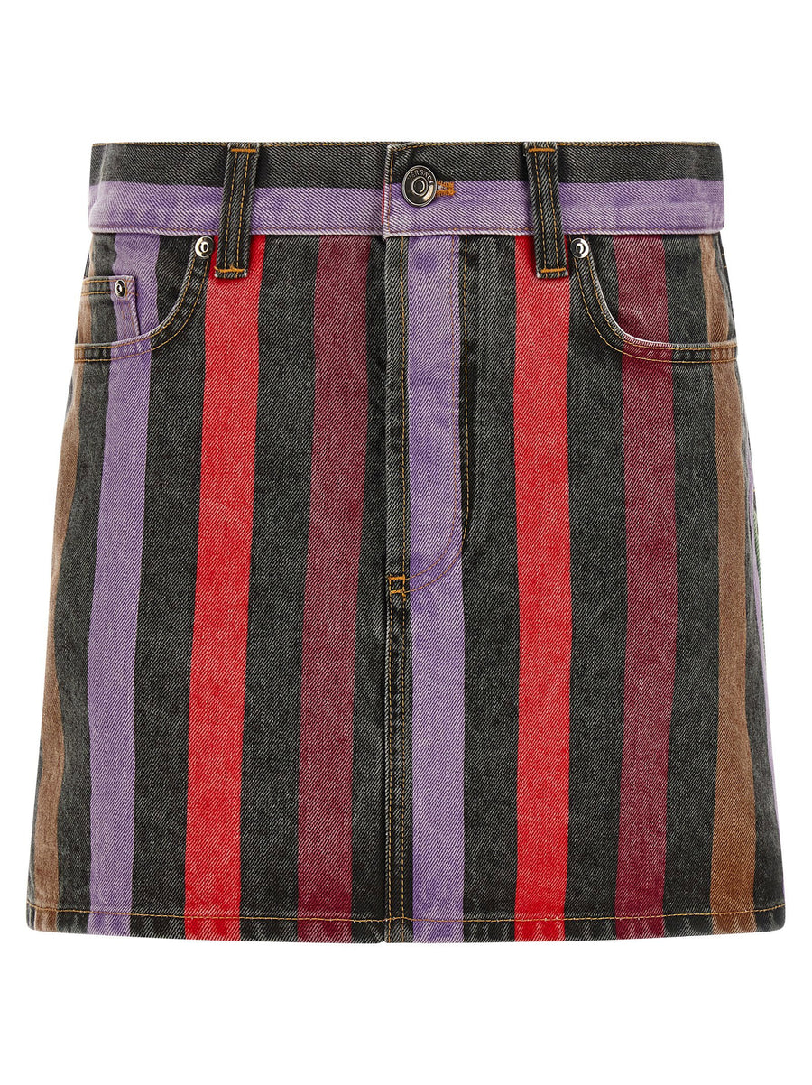 Versace Striped Denim Skirt — multicolor