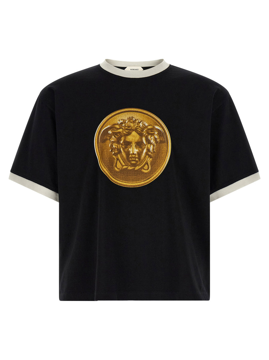 Versace Medusa Coin Logo-Print T-shirt — Black
