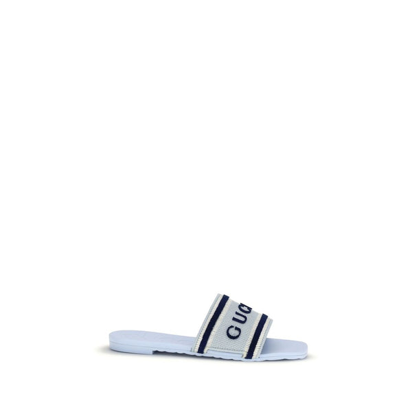 Gucci Upper 100% Cotton slide sandals in blue
