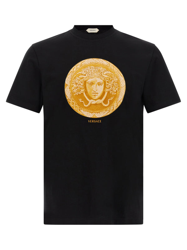Versace بطبعة Medusa Coin من تي شيرت — أسود