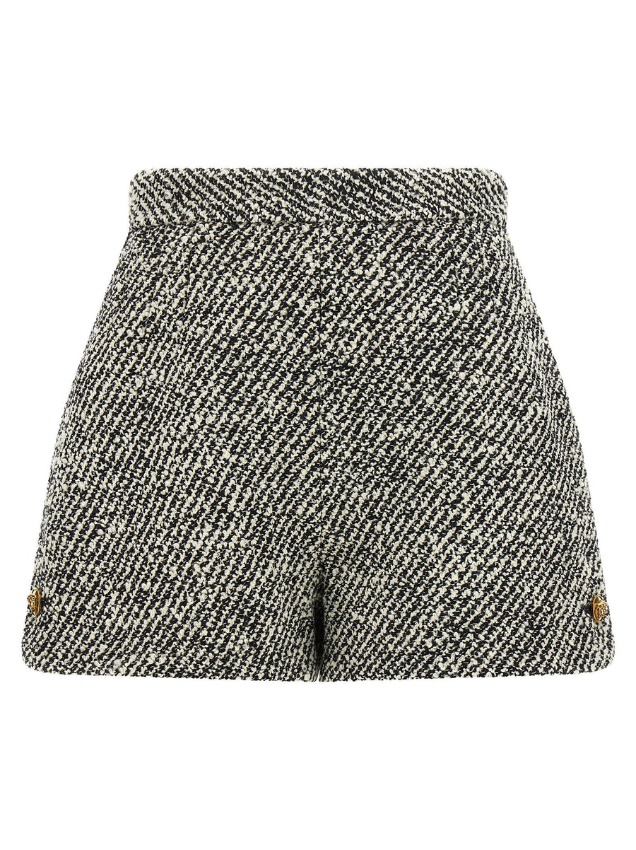 Versace Two-Tone Bouclé Virgin Wool Shorts — Gray