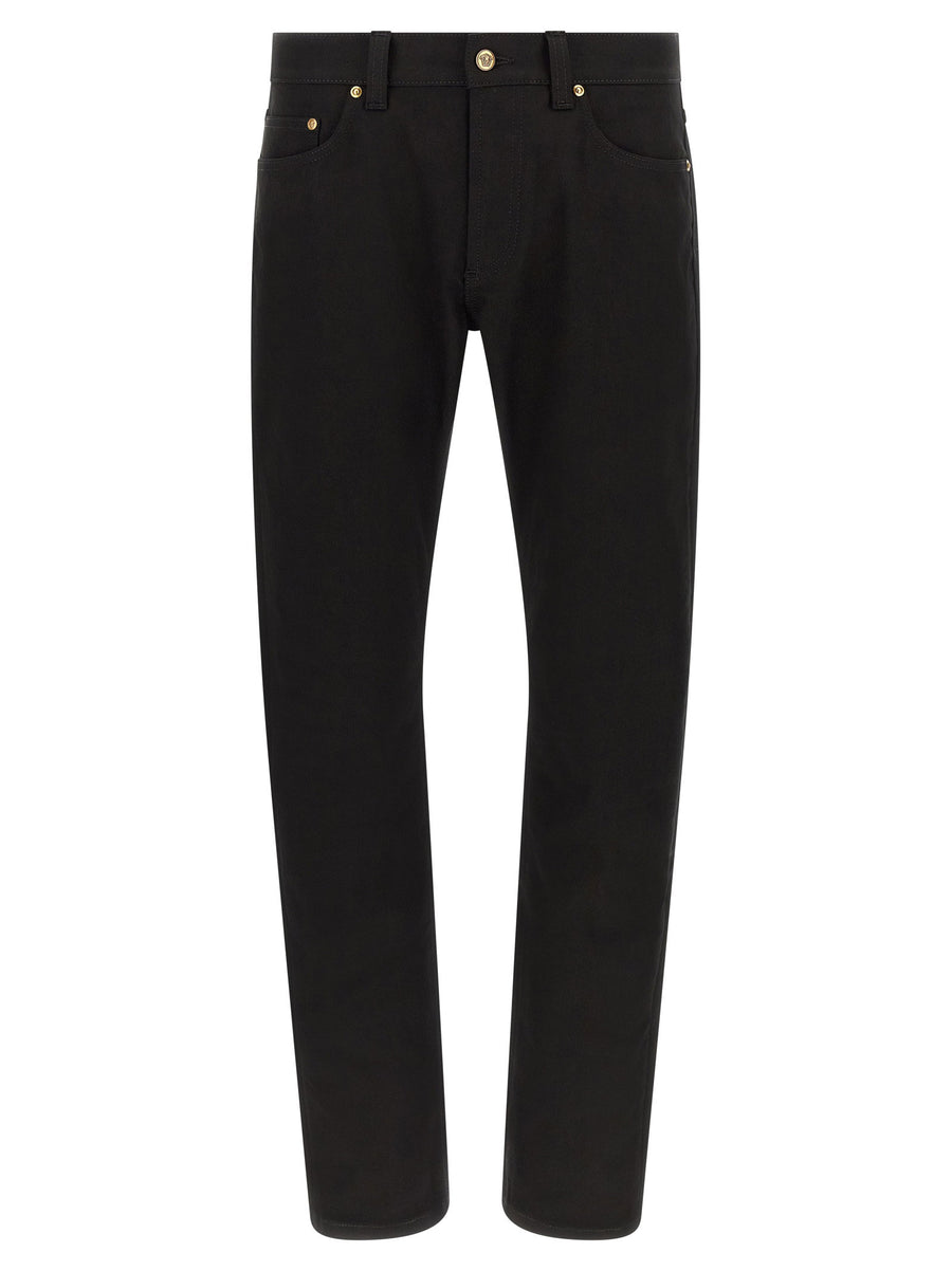 Versace Medusa Embroidery Jeans — Black