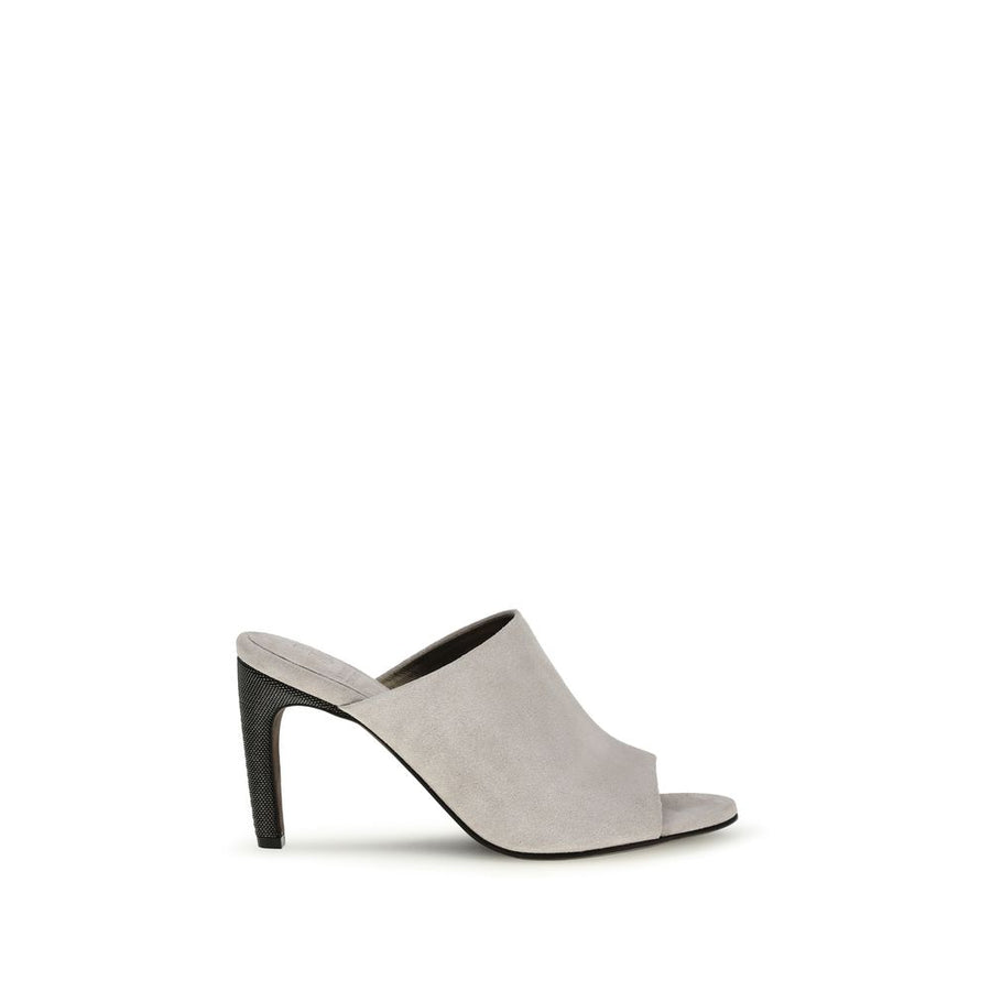 Brunello Cucinelli 100% Calf Leather Bos Taurus mule in gray