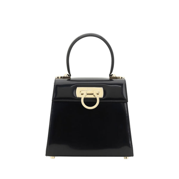 Ferragamo 100% Calf Leather Bos Taurus top handle bag in black
