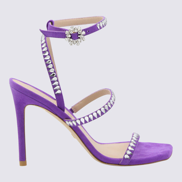 Stuart Weitzman Suede upper heel sandal in purple