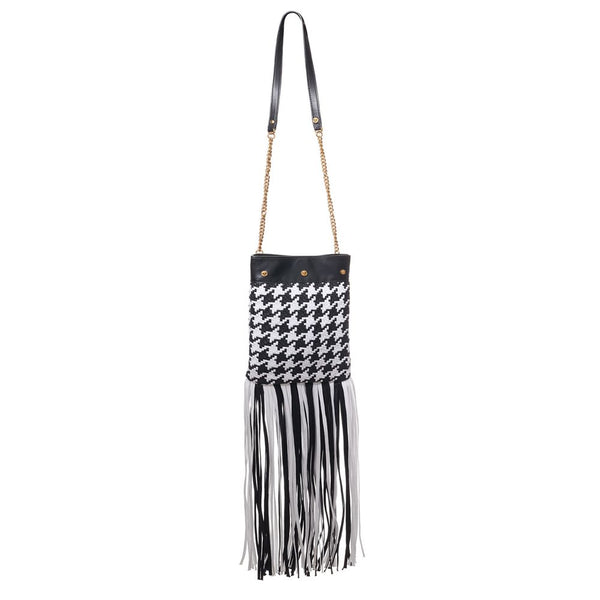 Versace Leather and textile shoulder bag in black