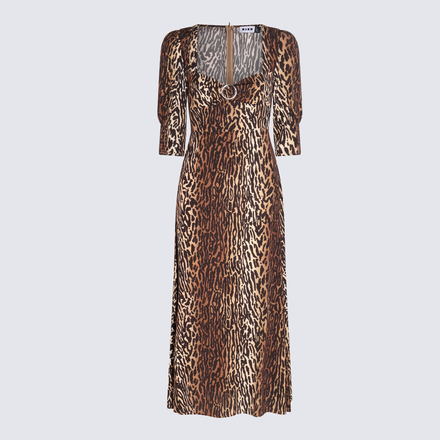 Rixo 100% Viscose dress in brown