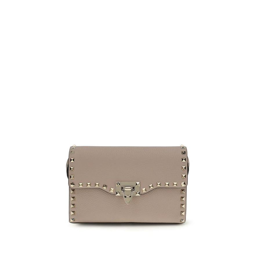Valentino Garavani 100% Calf Leather Bos Taurus shoulder bag in beige