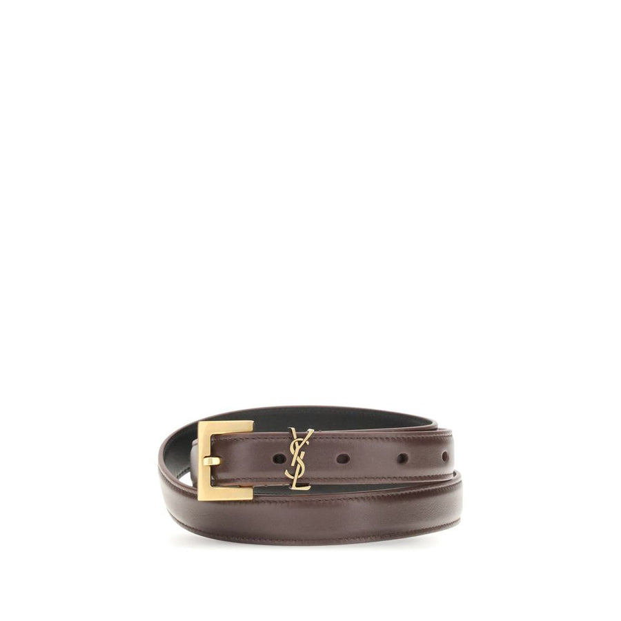 Saint Laurent 100% Calf Leather Bos Taurus belt in brown