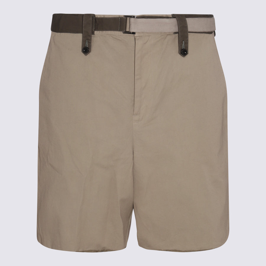 Sacai 100% Cotton shorts in beige