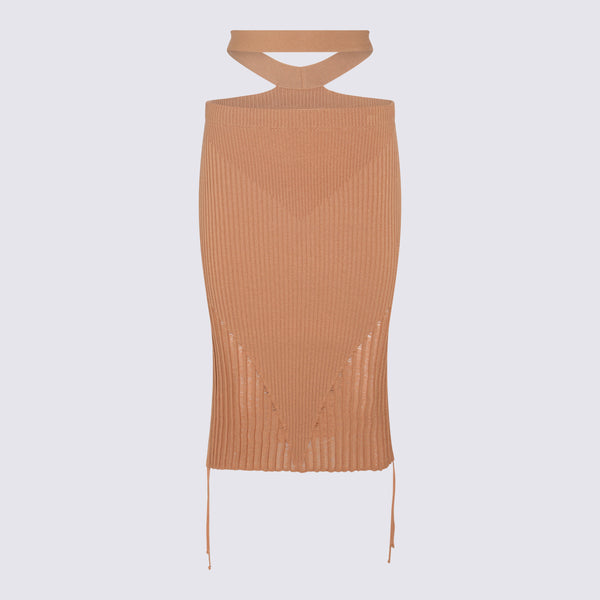 Andrea Adamo 80% Viscose skirt in beige