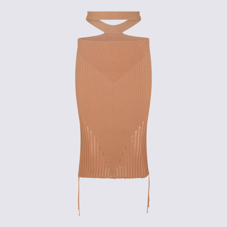 Andrea Adamo 80% Viscose skirt in beige