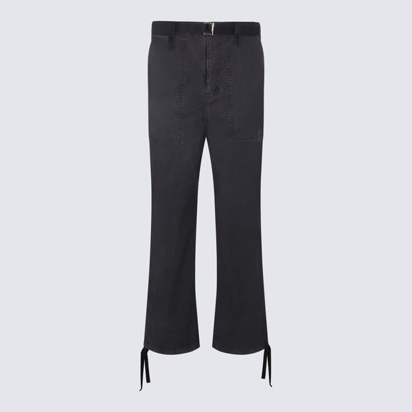 Sacai 100% cotton trousers in black