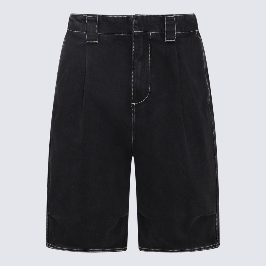 Sunnei 100% Cotton denim shorts in black