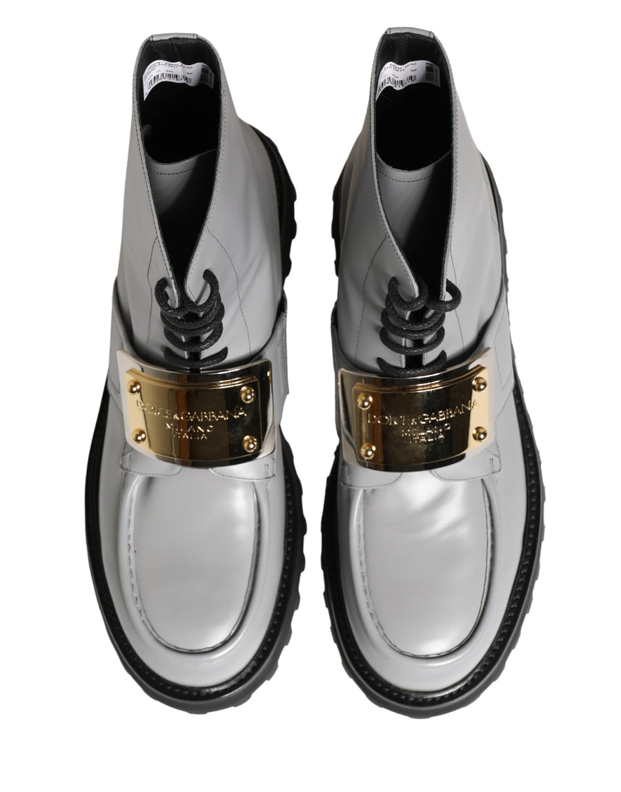 Dolce & Gabbana Spazzolato Matte Leather boots in gray
