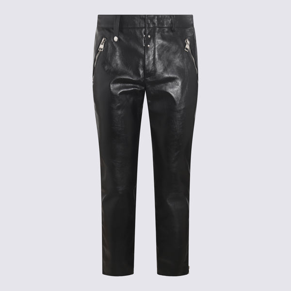 Alexander McQueen 100% Leather trousers in black