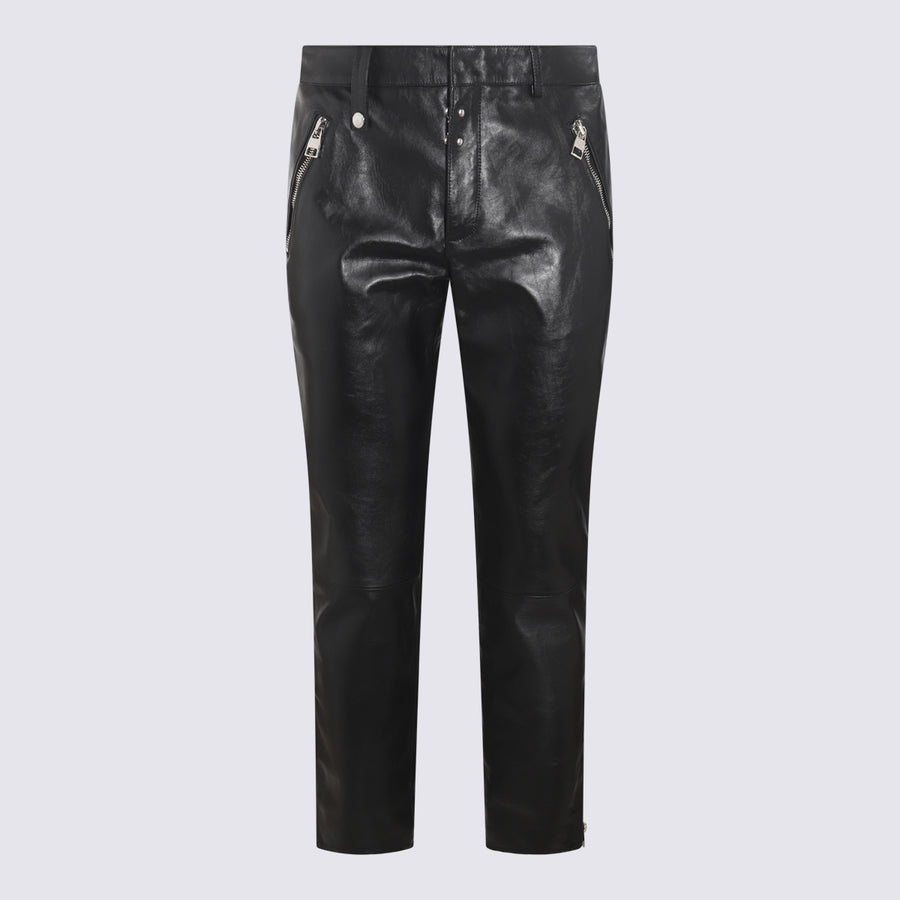 Alexander McQueen 100% Leather trousers in black