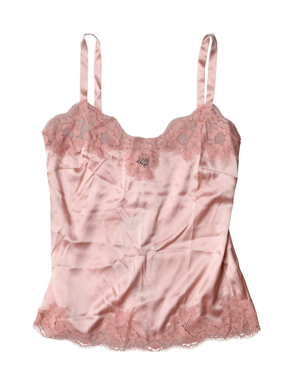 Dolce & Gabbana 12% Cotton 5% Elastane 3% Nylon 80% Silk tank top in pink