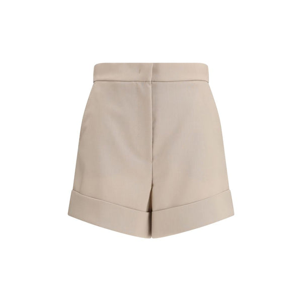 Max Mara 71% Fleece Wool bermuda shorts in beige