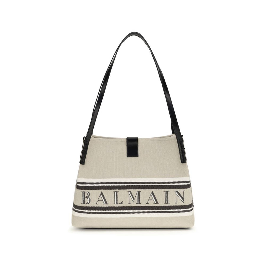 Balmain 86% Cotton shoulder bag in beige