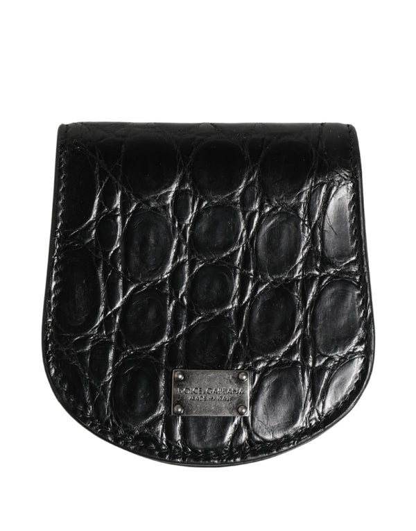 Dolce & Gabbana 100% Caiman Leather; Interior: 10% Viscose wallet in black