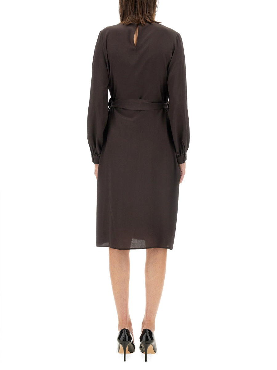 Silk Dress Dark Brown