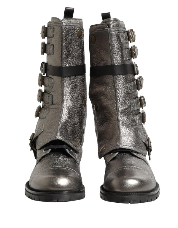 Dolce & Gabbana Leather boot in silver