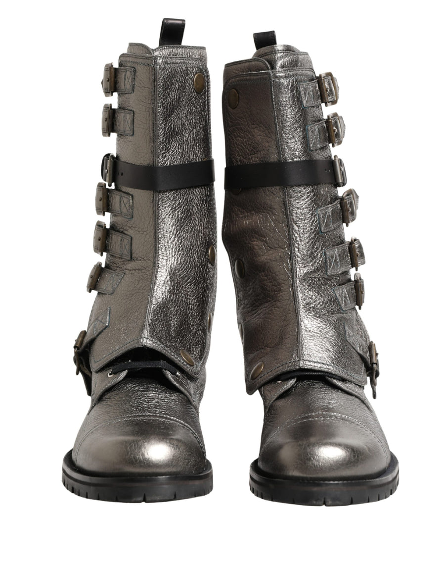 Dolce & Gabbana Leather boot in silver