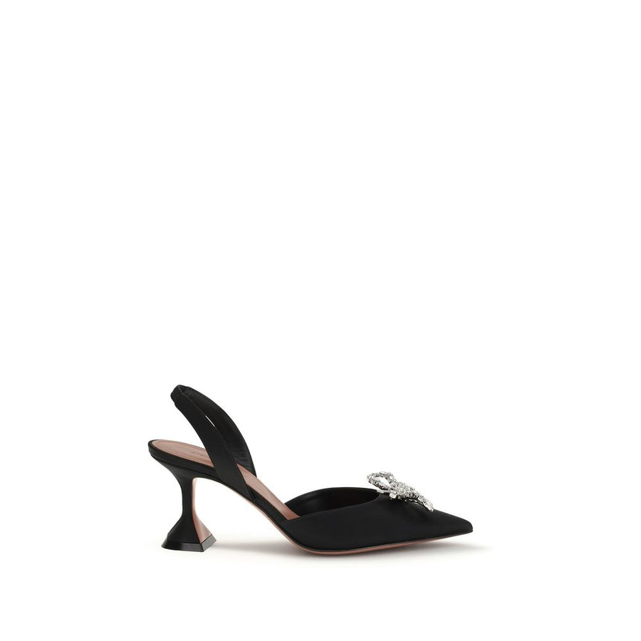 Amina Muaddi Upper 100% Silk heel in black