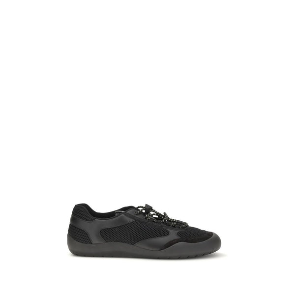 Prada UPPER 70% Polyester 30% Calf Leather Bos Taurus SOLE 100% Rubber sneaker in black
