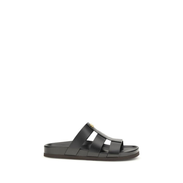 Valentino Garavani 100% Calf Leather Bos Taurus slide sandal in black