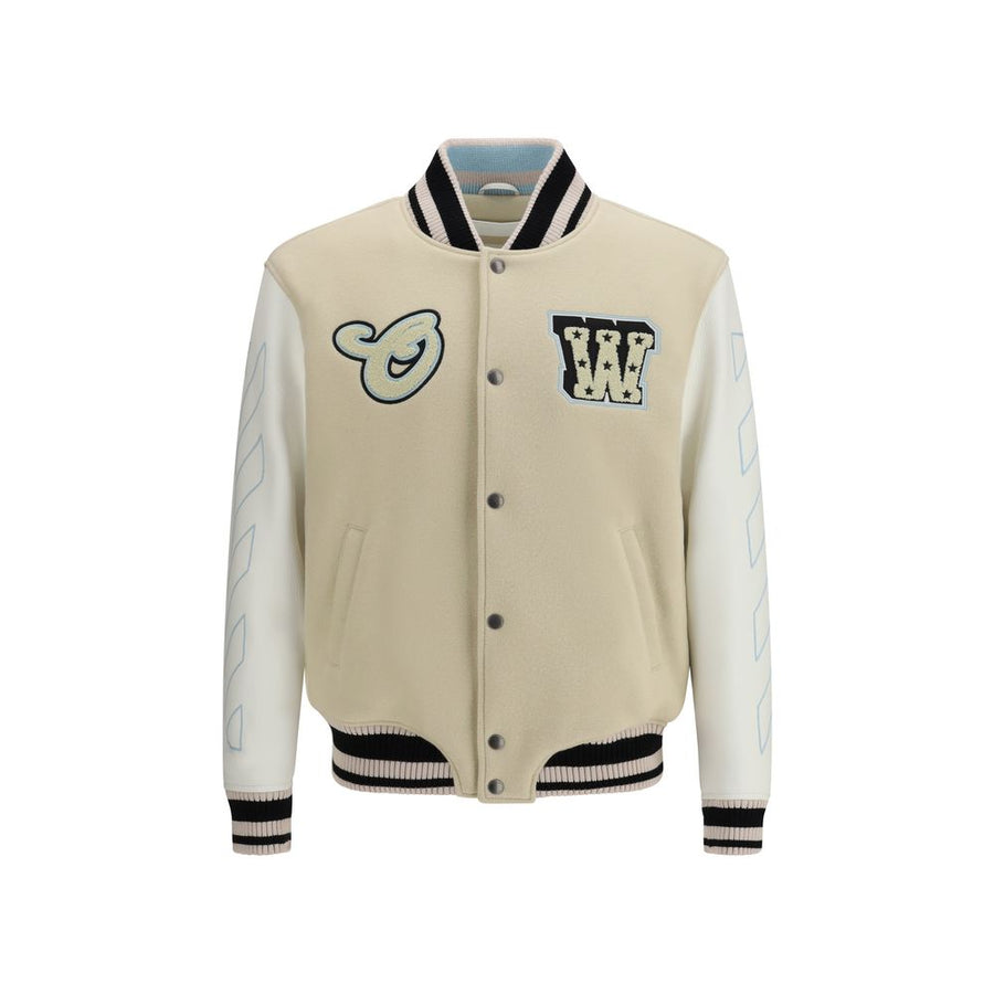 Off-White 70% Wool Ovis Aries bomber jacket in beige