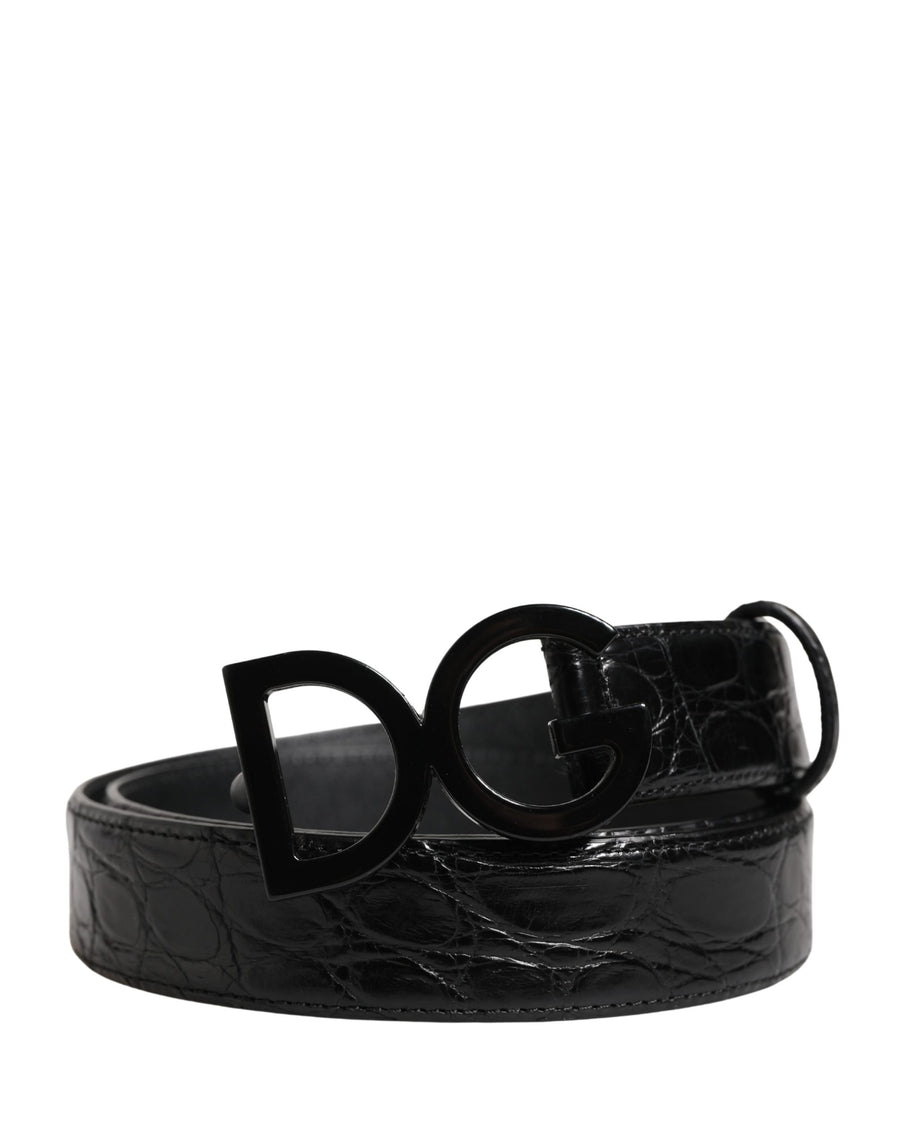 Dolce & Gabbana 100% Caiman Leather; Lining: 100% Calf Leather belt in black