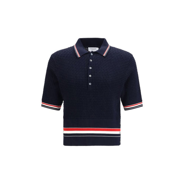Thom Browne 100% Cotton polo shirt in navy
