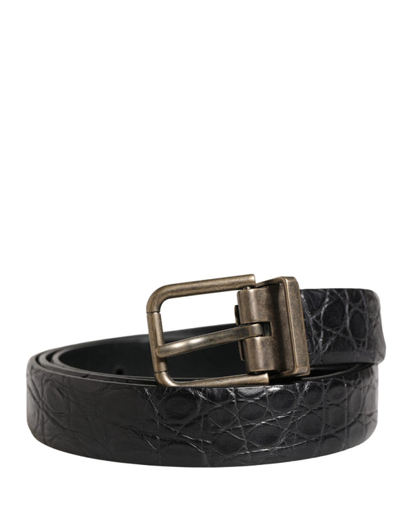 Dolce & Gabbana 100% Caiman Leather (exterior) belt in black