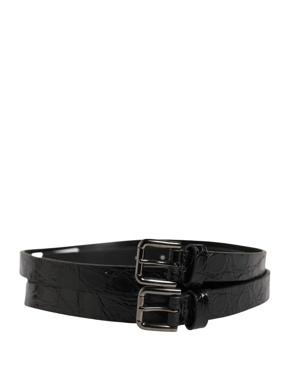 Dolce & Gabbana 100% Caiman Leather belt in black